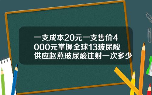 一支成本20元一支售价4000元掌握全球13玻尿酸供应赵燕玻尿酸注射一次多少钱