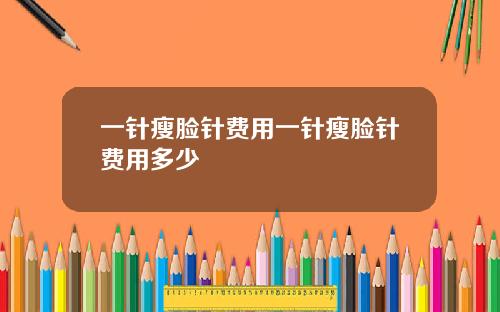 一针瘦脸针费用一针瘦脸针费用多少