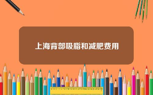 上海背部吸脂和减肥费用