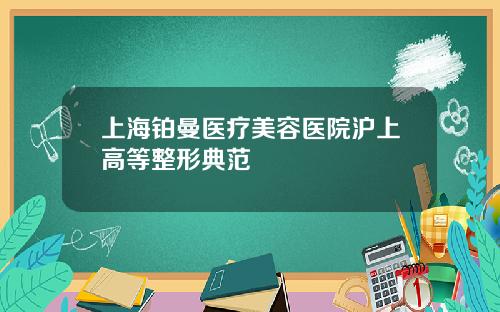 上海铂曼医疗美容医院沪上高等整形典范