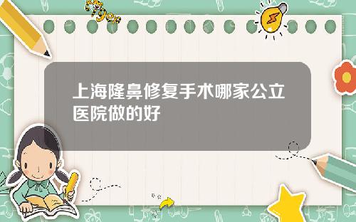 上海隆鼻修复手术哪家公立医院做的好