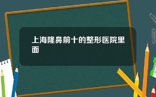 上海隆鼻前十的整形医院里面