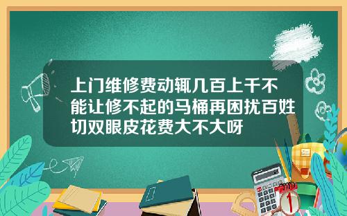 上门维修费动辄几百上千不能让修不起的马桶再困扰百姓切双眼皮花费大不大呀
