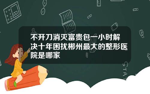 不开刀消灭富贵包一小时解决十年困扰郴州最大的整形医院是哪家
