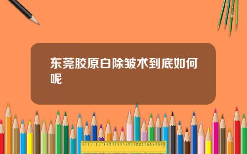 东莞胶原白除皱术到底如何呢