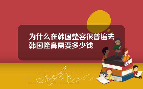 为什么在韩国整容很普遍去韩国隆鼻需要多少钱
