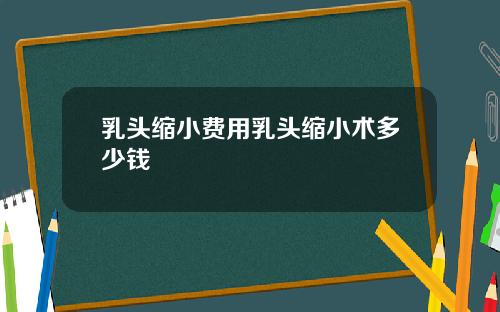 乳头缩小费用乳头缩小术多少钱