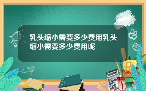 乳头缩小需要多少费用乳头缩小需要多少费用呢