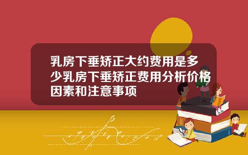 乳房下垂矫正大约费用是多少乳房下垂矫正费用分析价格因素和注意事项