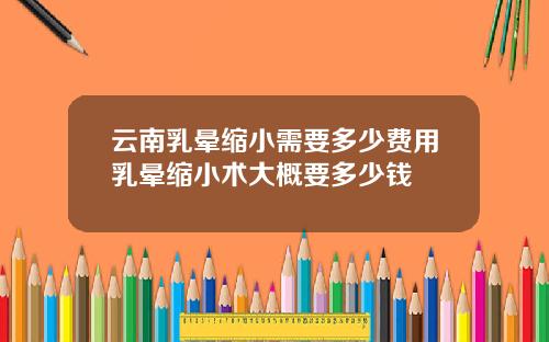 云南乳晕缩小需要多少费用乳晕缩小术大概要多少钱