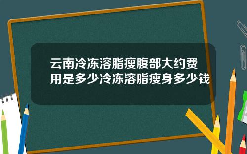 云南冷冻溶脂瘦腹部大约费用是多少冷冻溶脂瘦身多少钱