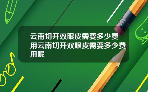 云南切开双眼皮需要多少费用云南切开双眼皮需要多少费用呢