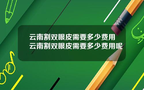 云南割双眼皮需要多少费用云南割双眼皮需要多少费用呢