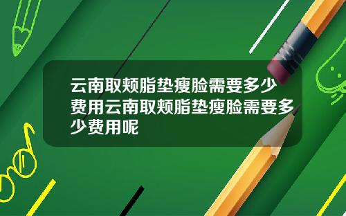 云南取颊脂垫瘦脸需要多少费用云南取颊脂垫瘦脸需要多少费用呢