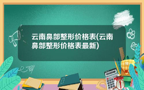 云南鼻部整形价格表(云南鼻部整形价格表最新)