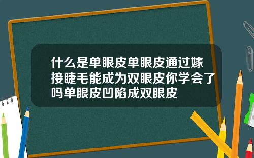 什么是单眼皮单眼皮通过嫁接睫毛能成为双眼皮你学会了吗单眼皮凹陷成双眼皮