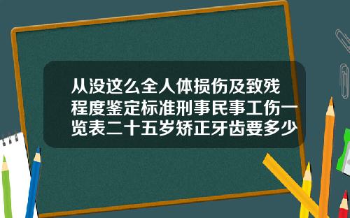 从没这么全人体损伤及致残程度鉴定标准刑事民事工伤一览表二十五岁矫正牙齿要多少钱