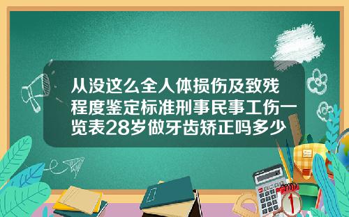从没这么全人体损伤及致残程度鉴定标准刑事民事工伤一览表28岁做牙齿矫正吗多少钱啊