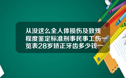 从没这么全人体损伤及致残程度鉴定标准刑事民事工伤一览表28岁矫正牙齿多少钱一颗