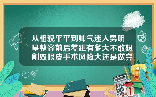 从相貌平平到帅气迷人男明星整容前后差距有多大不敢想割双眼皮手术风险大还是做鼻子