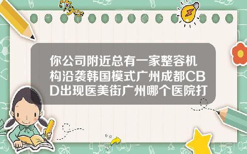 你公司附近总有一家整容机构沿袭韩国模式广州成都CBD出现医美街广州哪个医院打瘦脸针