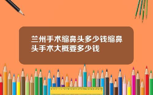 兰州手术缩鼻头多少钱缩鼻头手术大概要多少钱