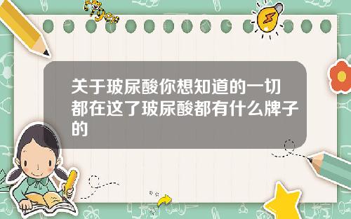 关于玻尿酸你想知道的一切都在这了玻尿酸都有什么牌子的