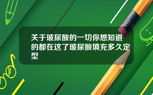 关于玻尿酸的一切你想知道的都在这了玻尿酸填充多久定型