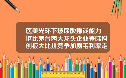 医美光环下玻尿酸赚钱能力堪比茅台两大龙头企业登陆科创板大比拼竞争加剧毛利率走下坡路玻尿酸市场行情