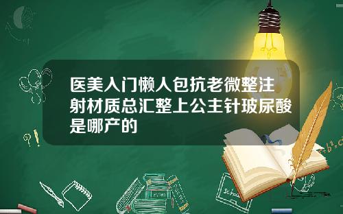 医美入门懒人包抗老微整注射材质总汇整上公主针玻尿酸是哪产的