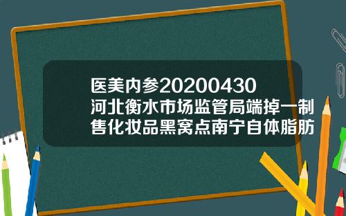 医美内参20200430河北衡水市场监管局端掉一制售化妆品黑窝点南宁自体脂肪填充价格