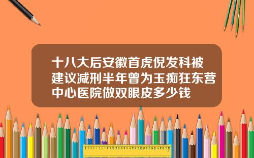 十八大后安徽首虎倪发科被建议减刑半年曾为玉痴狂东营中心医院做双眼皮多少钱