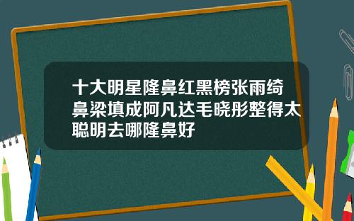 十大明星隆鼻红黑榜张雨绮鼻梁填成阿凡达毛晓彤整得太聪明去哪隆鼻好