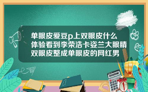 单眼皮爱豆p上双眼皮什么体验看到李荣浩卡姿兰大眼睛双眼皮整成单眼皮的网红男