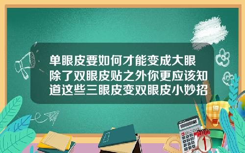 单眼皮要如何才能变成大眼除了双眼皮贴之外你更应该知道这些三眼皮变双眼皮小妙招图片
