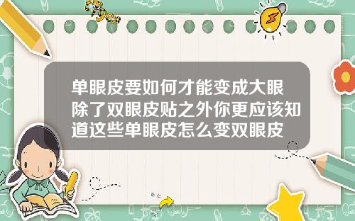 单眼皮要如何才能变成大眼除了双眼皮贴之外你更应该知道这些单眼皮怎么变双眼皮