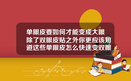 单眼皮要如何才能变成大眼除了双眼皮贴之外你更应该知道这些单眼皮怎么快速变双眼皮