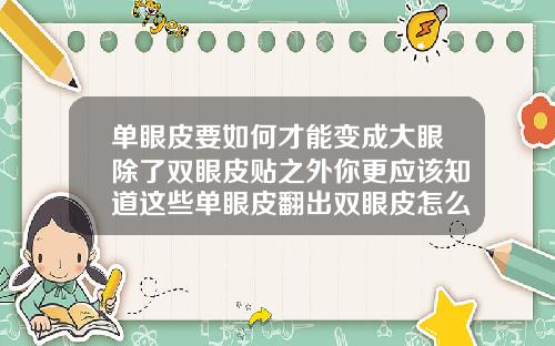 单眼皮要如何才能变成大眼除了双眼皮贴之外你更应该知道这些单眼皮翻出双眼皮怎么办