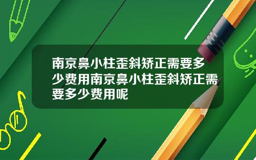 南京鼻小柱歪斜矫正需要多少费用南京鼻小柱歪斜矫正需要多少费用呢