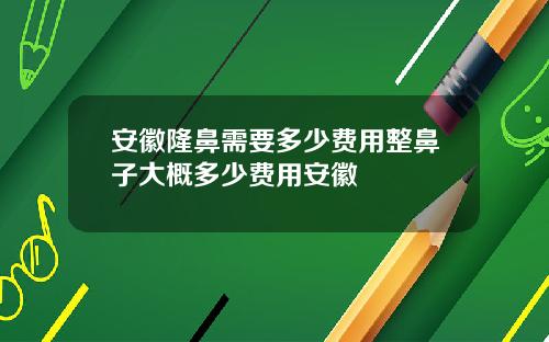 安徽隆鼻需要多少费用整鼻子大概多少费用安徽