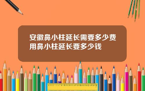 安徽鼻小柱延长需要多少费用鼻小柱延长要多少钱
