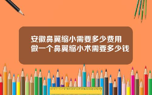 安徽鼻翼缩小需要多少费用做一个鼻翼缩小术需要多少钱