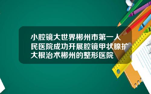 小腔镜大世界郴州市第一人民医院成功开展腔镜甲状腺扩大根治术郴州的整形医院
