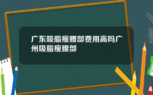 广东吸脂瘦腰部费用高吗广州吸脂瘦腹部