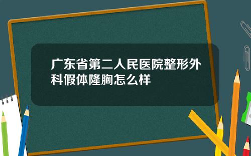 广东省第二人民医院整形外科假体隆胸怎么样