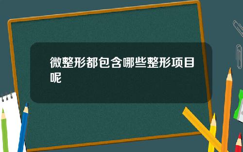 微整形都包含哪些整形项目呢