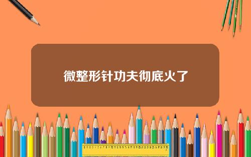 微整形针功夫彻底火了
