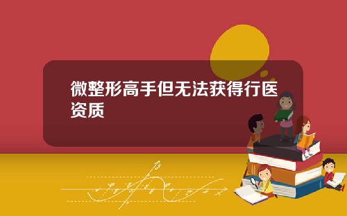 微整形高手但无法获得行医资质