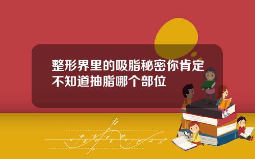 整形界里的吸脂秘密你肯定不知道抽脂哪个部位