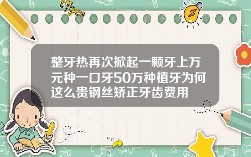 整牙热再次掀起一颗牙上万元种一口牙50万种植牙为何这么贵钢丝矫正牙齿费用